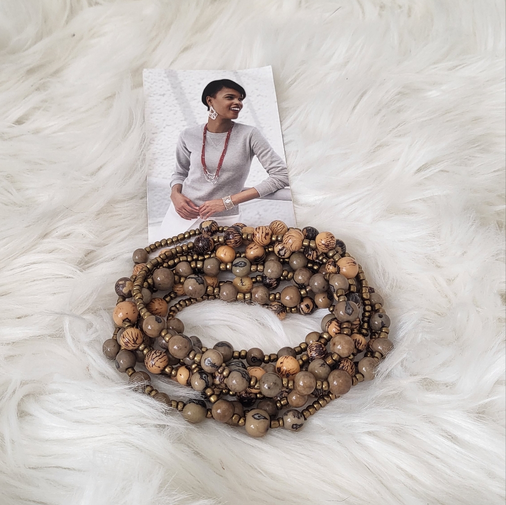 New Noonday Extra Long Warm Tone Beaded Necklace 49$